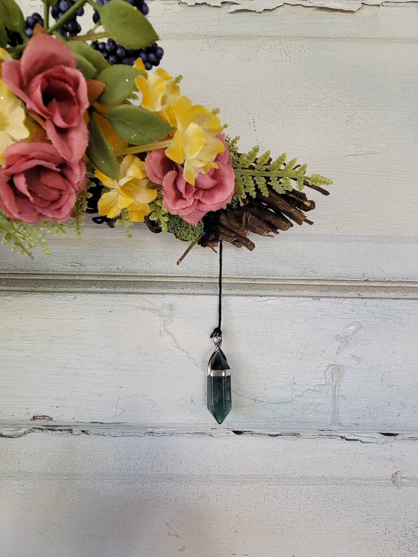 Cottagecore Cat Moon Wreath w/ Malachite Crystal