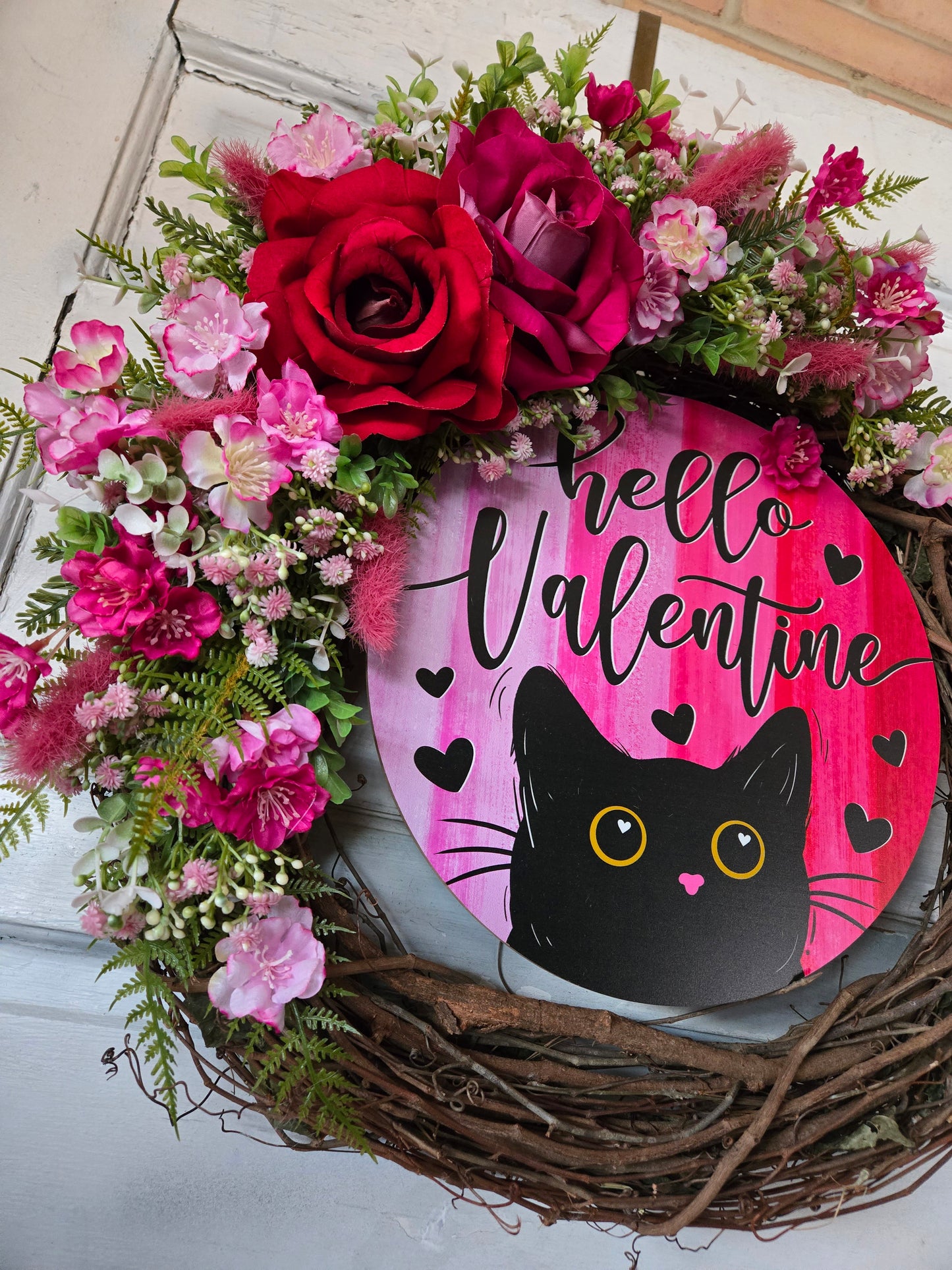 Black Cat Valentine's Day Wreath