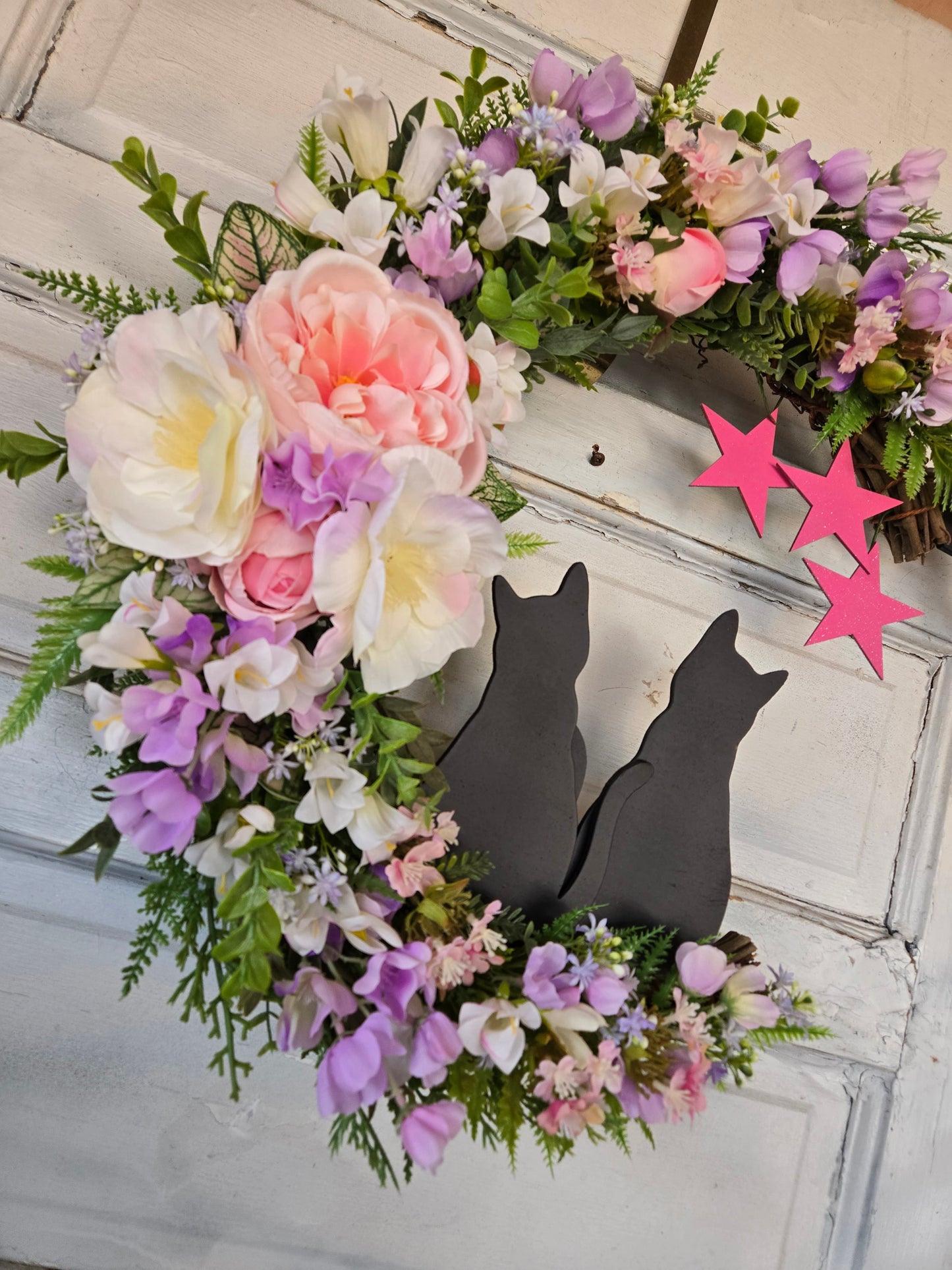 Spring Easter Moon Cat Wreath