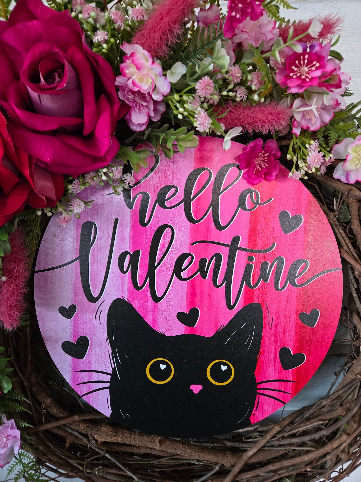 Black Cat Valentine's Day Wreath