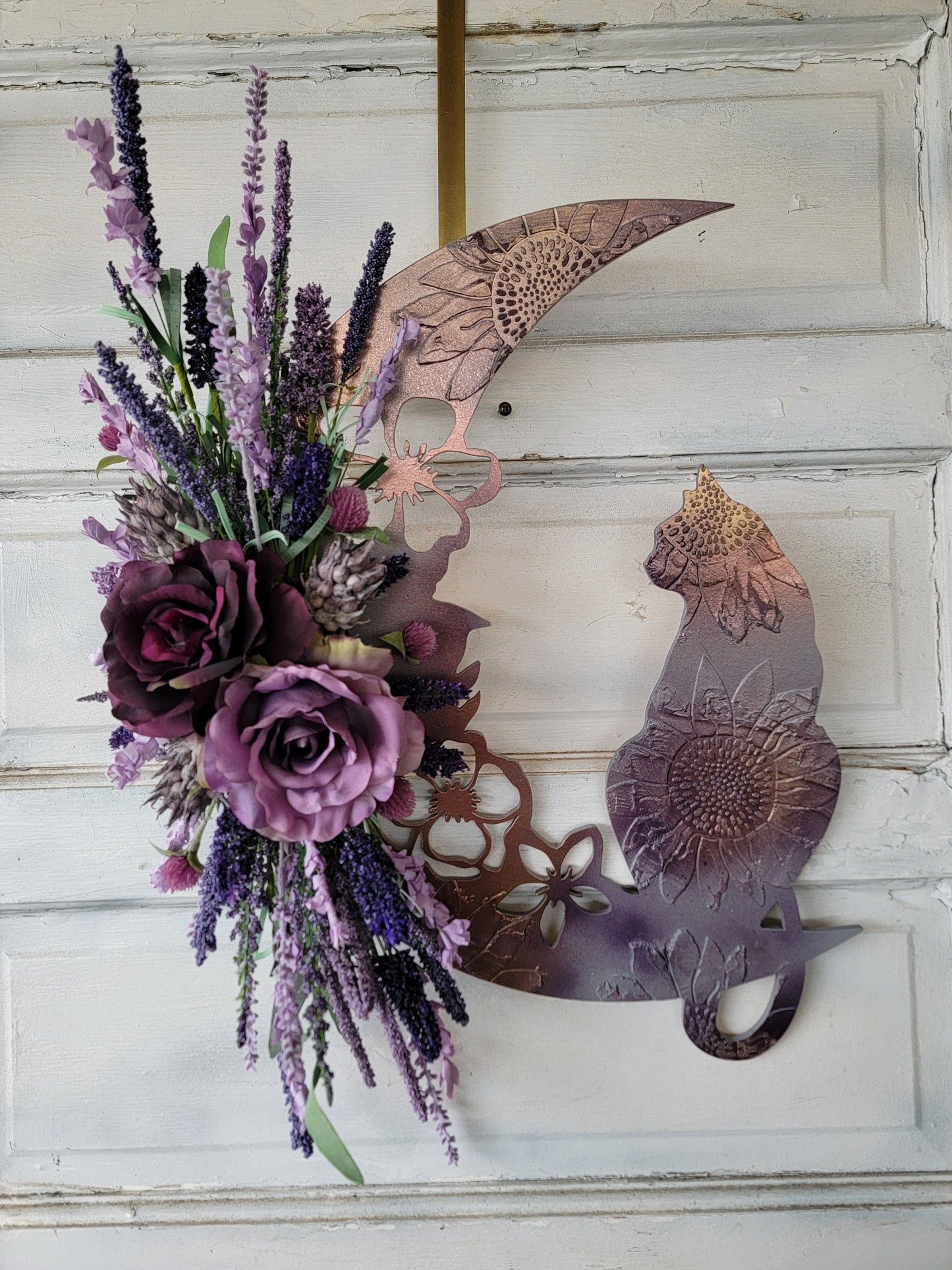 Iridescent Cat Crescent Moon Wreath