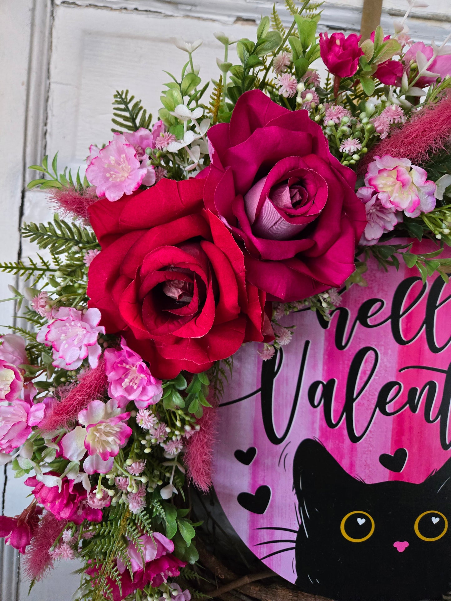 Black Cat Valentine's Day Wreath
