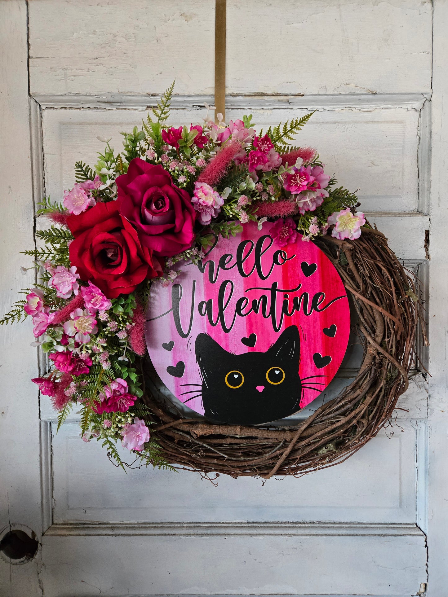 Black Cat Valentine's Day Wreath