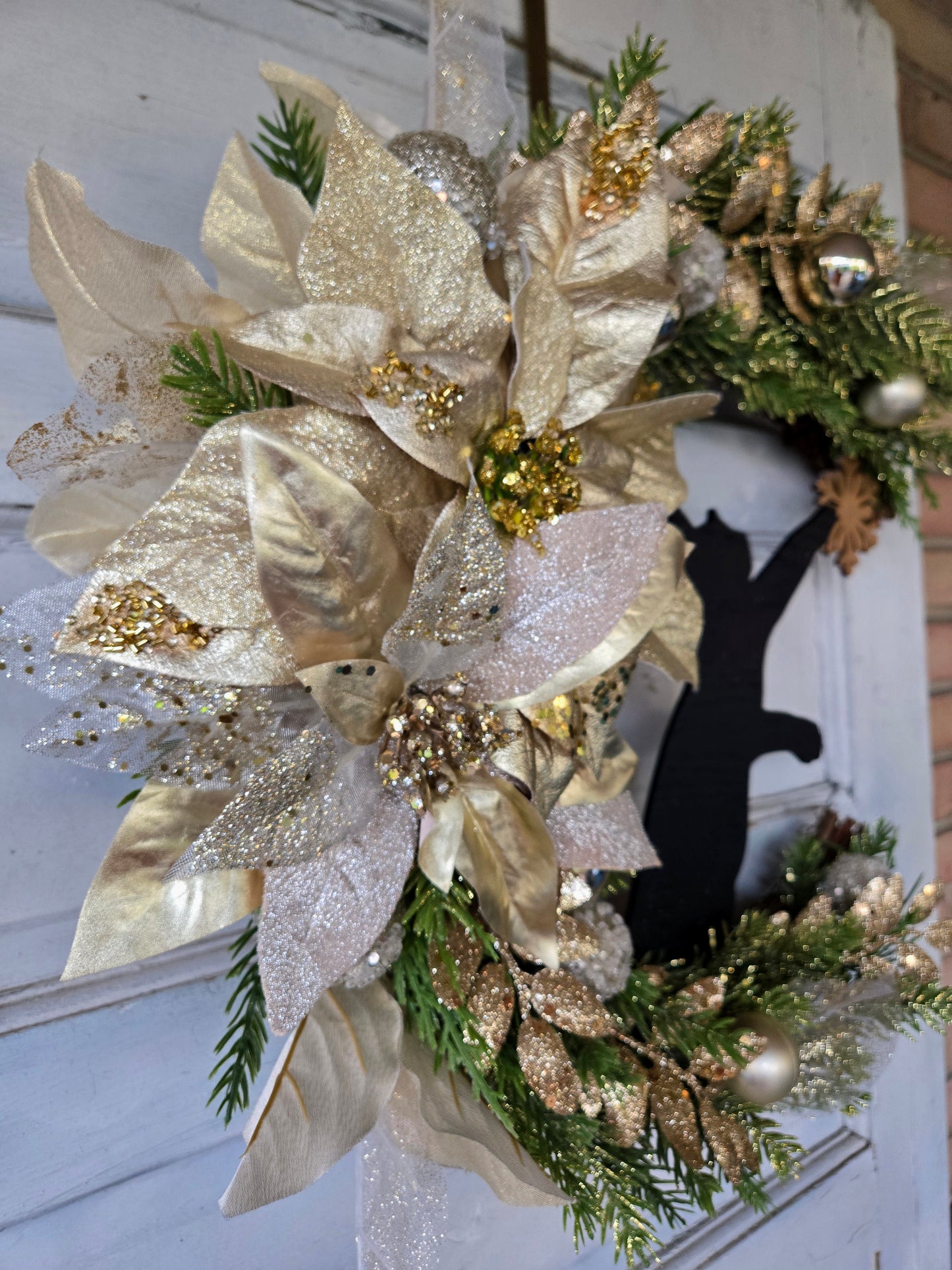 Gold & White Crescent Moon Winter Wreath