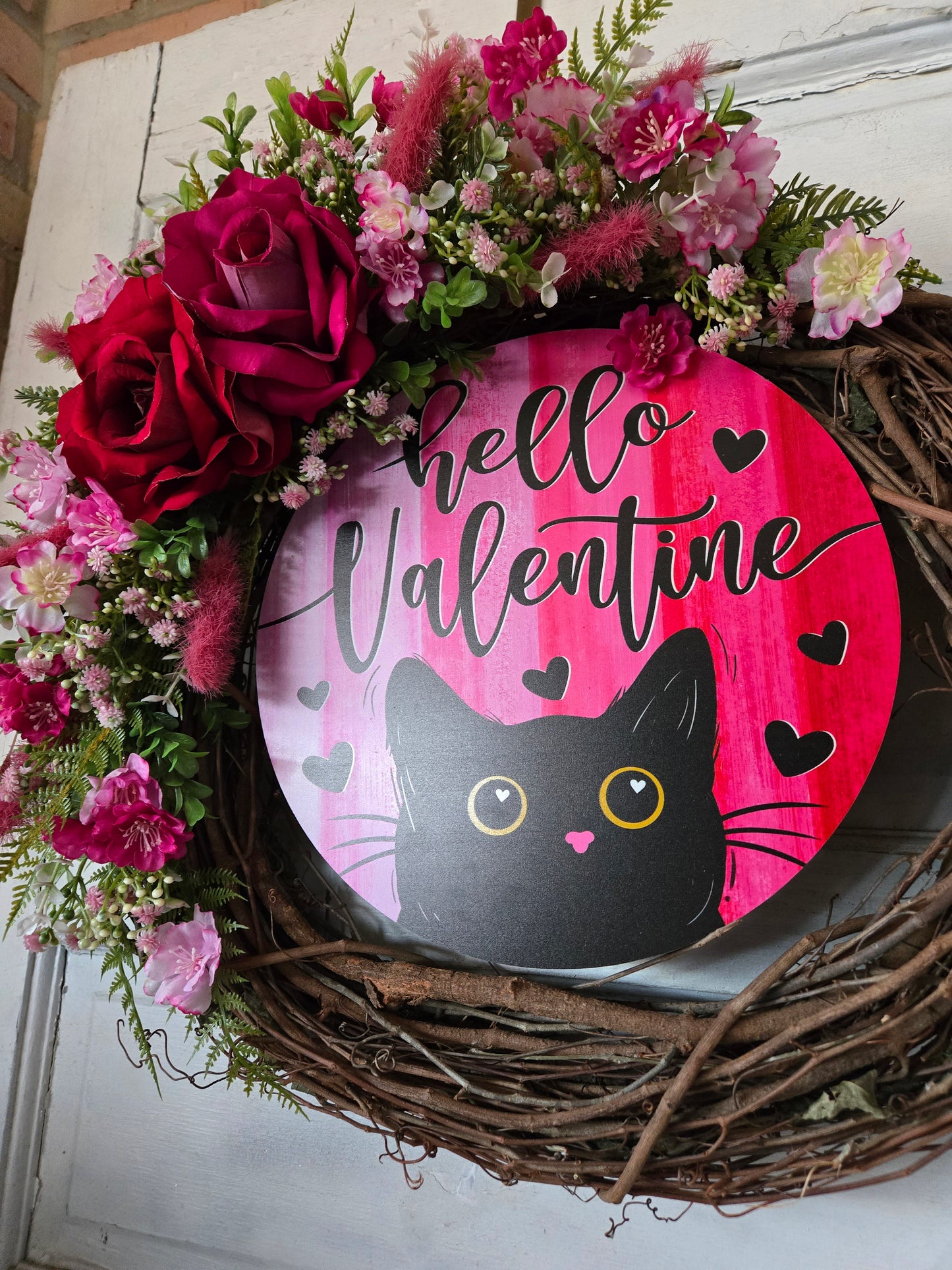 Black Cat Valentine's Day Wreath