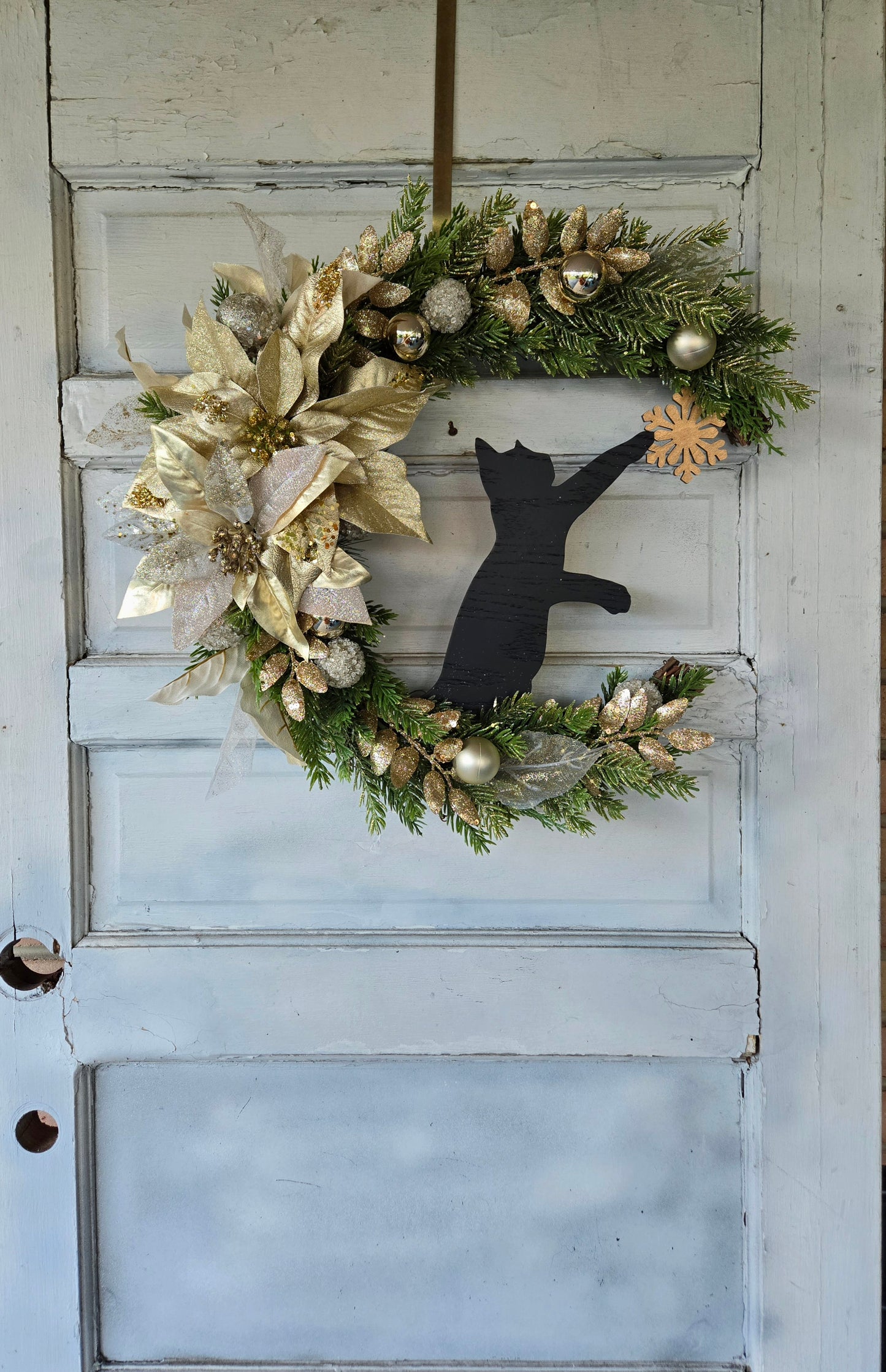 Gold & White Crescent Moon Winter Wreath
