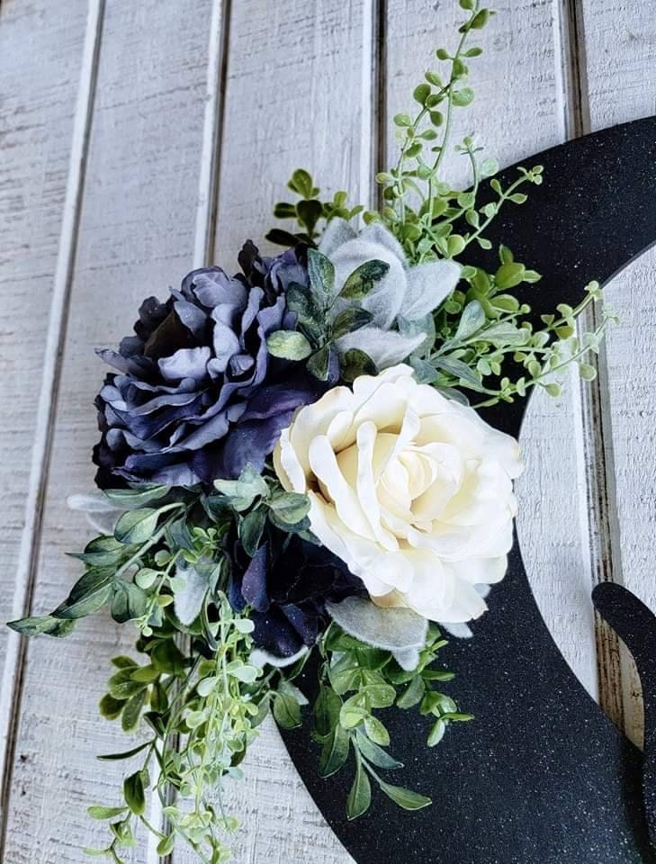 Smokey Blue & Cream Cat Moon Wreath