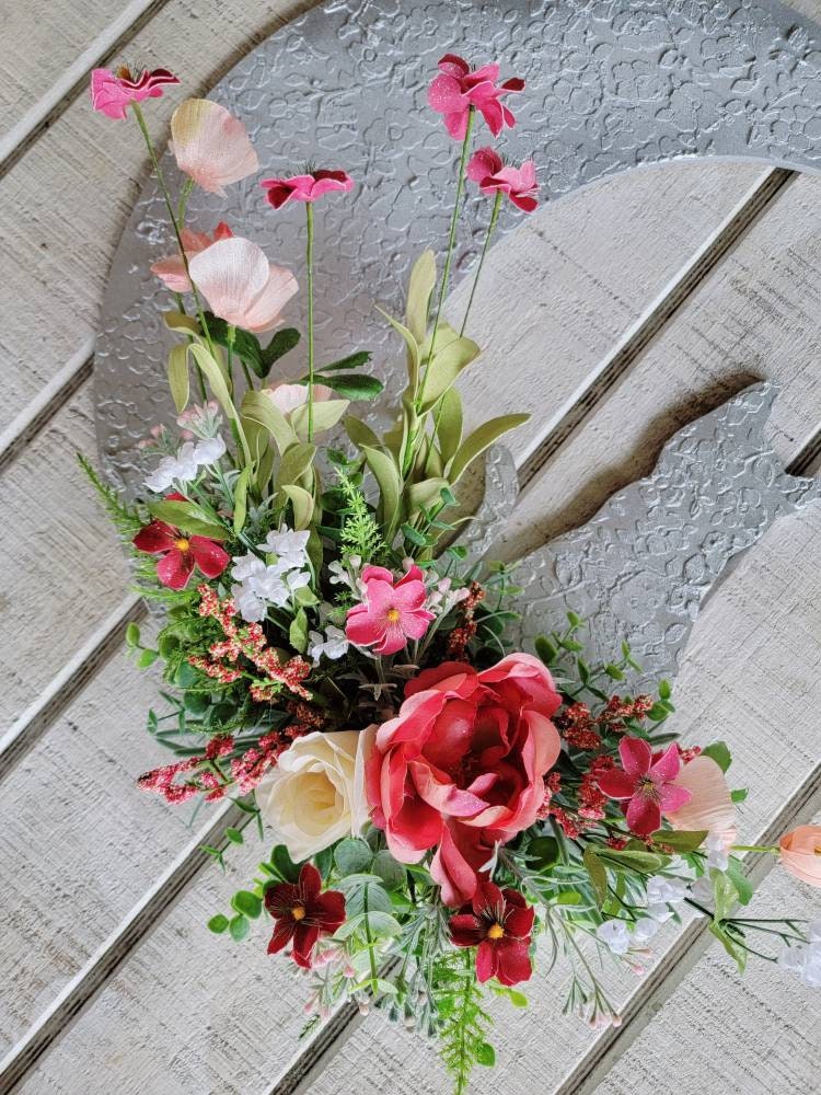 Pink Flower White Cat Moon Wreath