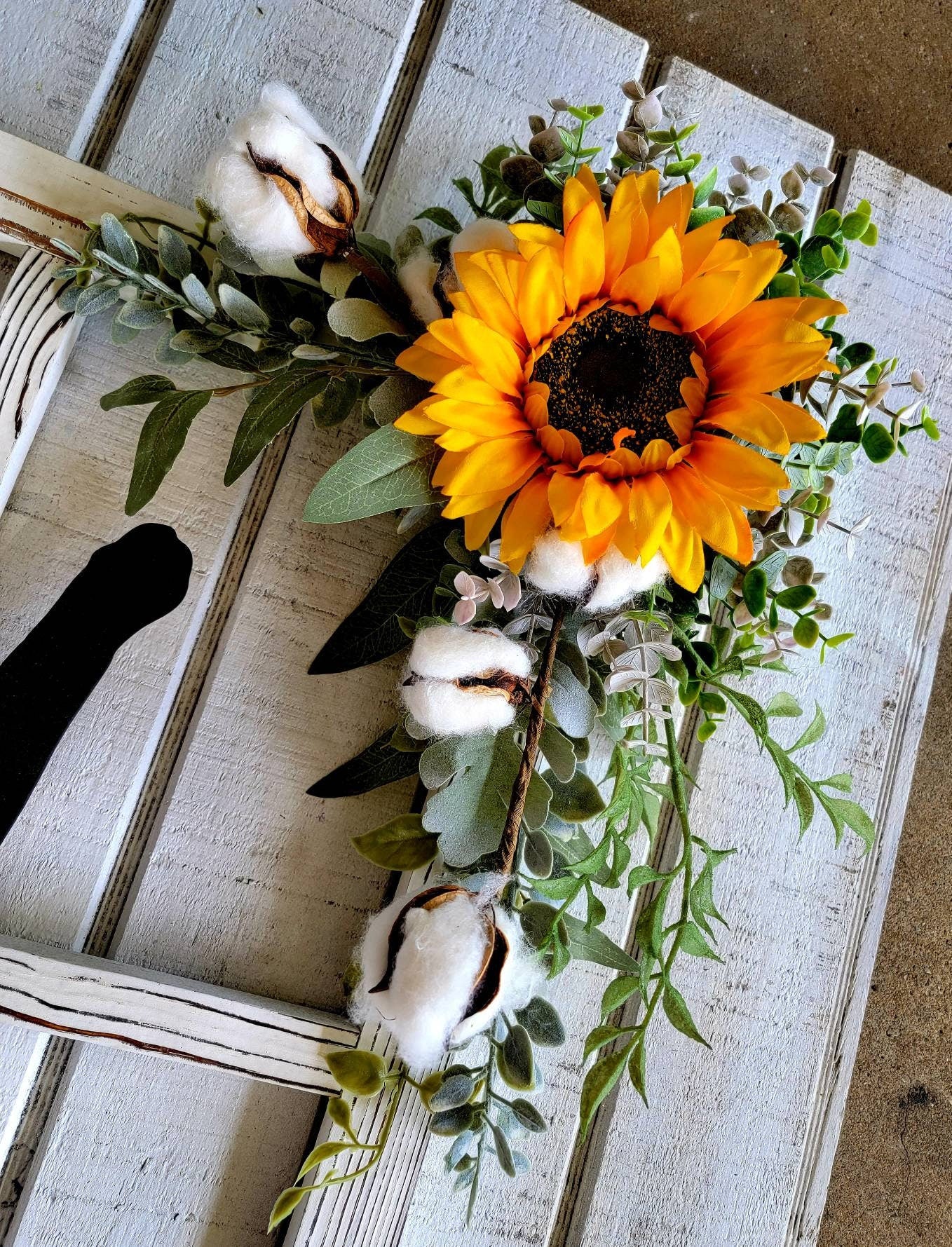 Rustic Sunflower Window Pane Cat Wall Art