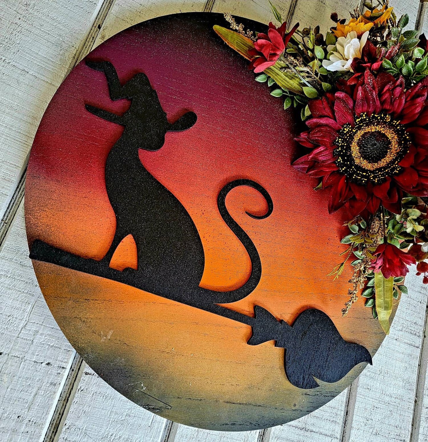 Witch Hat Cat Full Moon Wreath