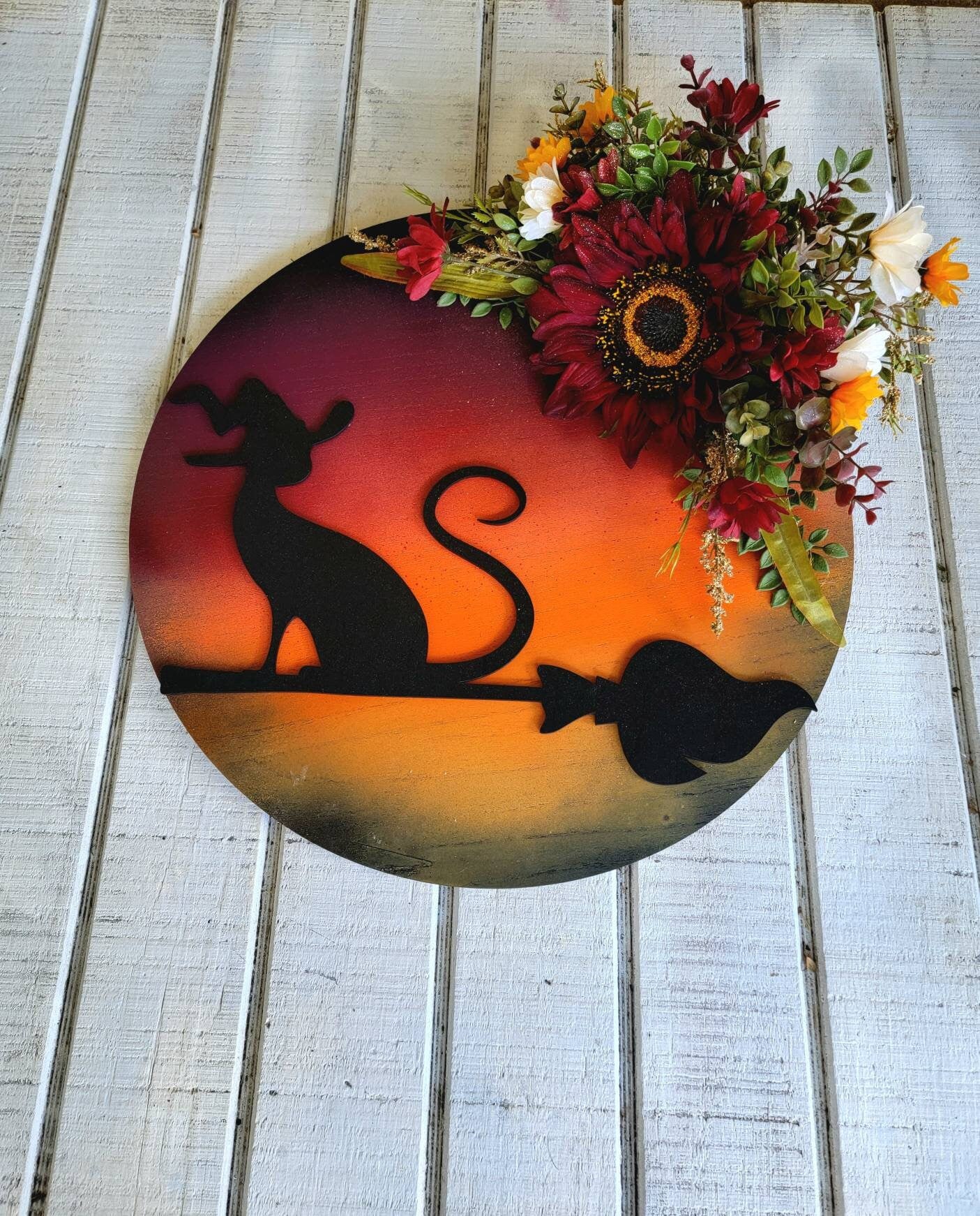 Witch Hat Cat Full Moon Wreath