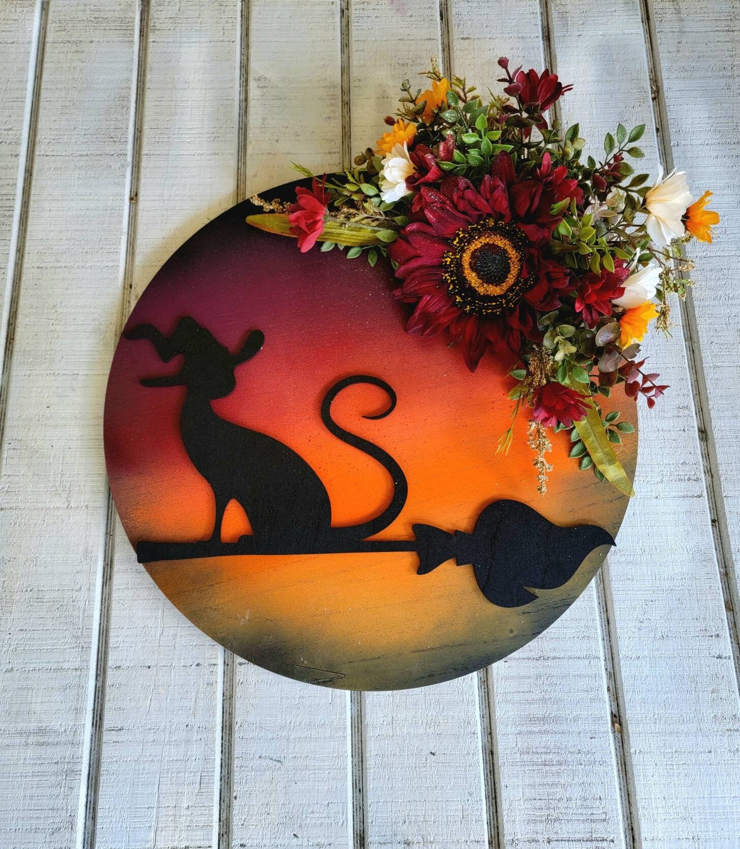 Witch Hat Cat Full Moon Wreath