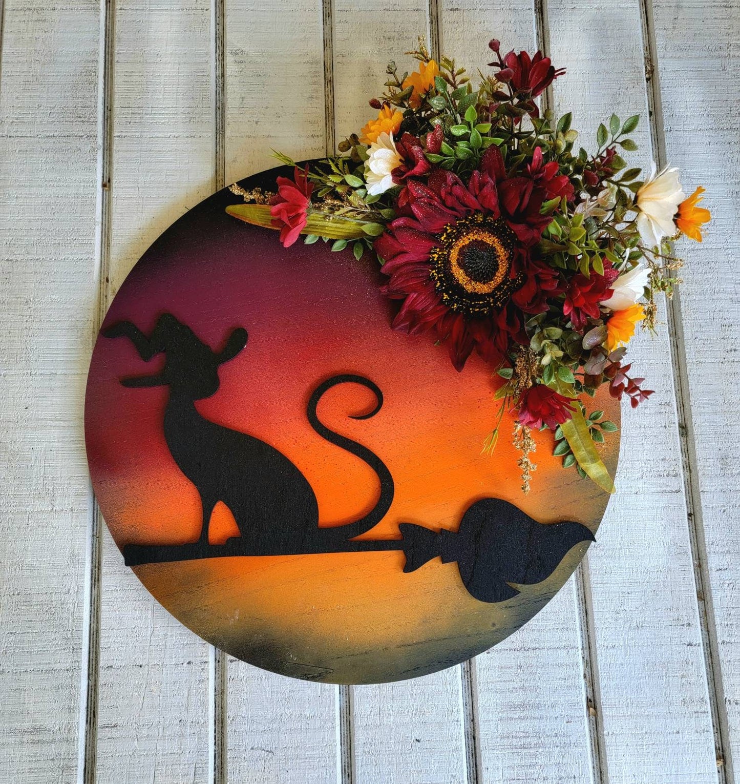Witch Hat Cat Full Moon Wreath