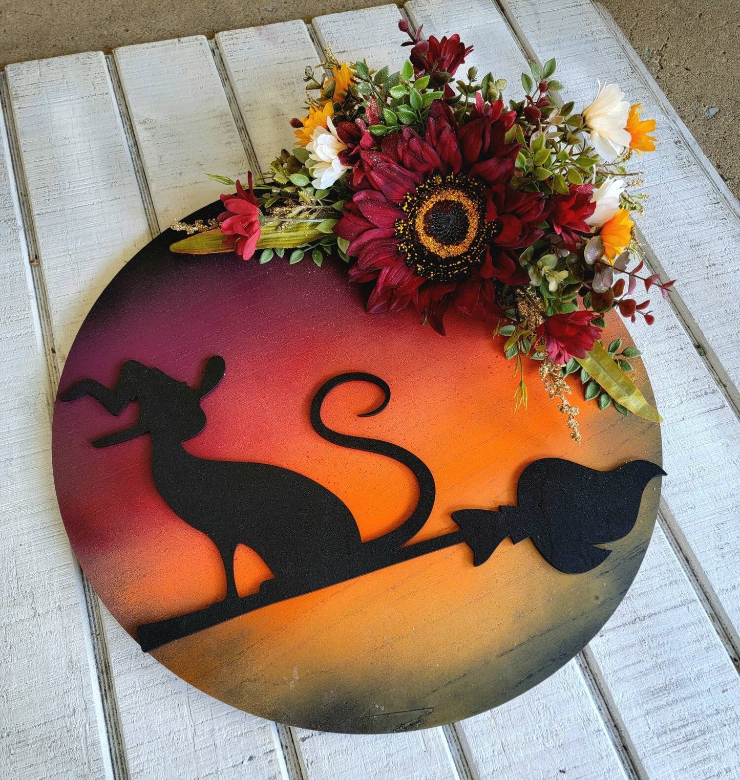 Witch Hat Cat Full Moon Wreath