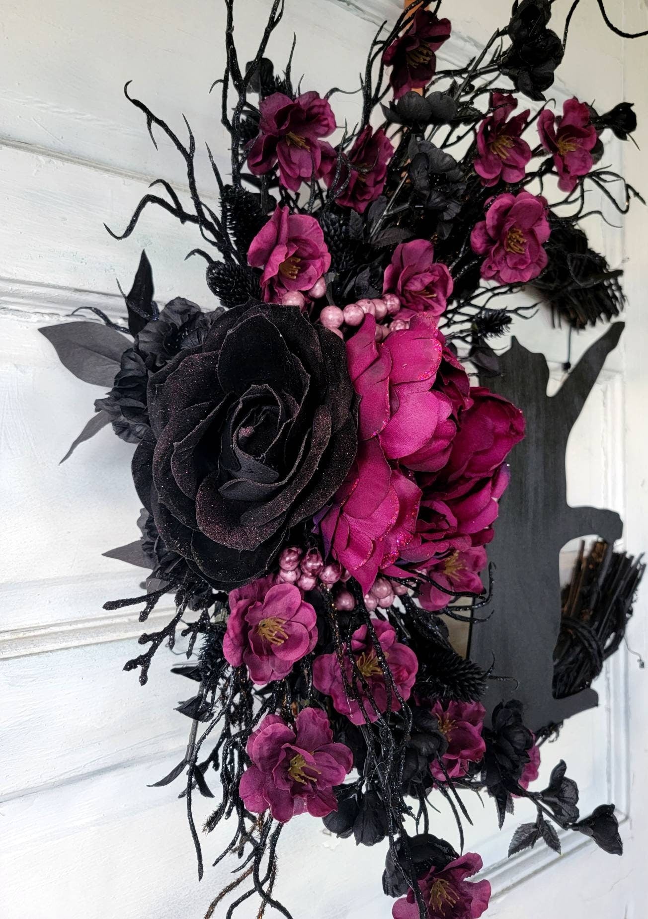 Black Cat Witchy Hag Wreath Crescent Moon Wreath