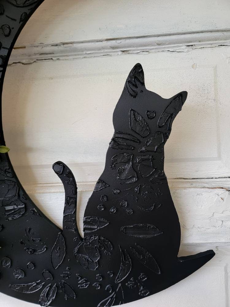 Burgundy Flowers Fall Cat Wreath