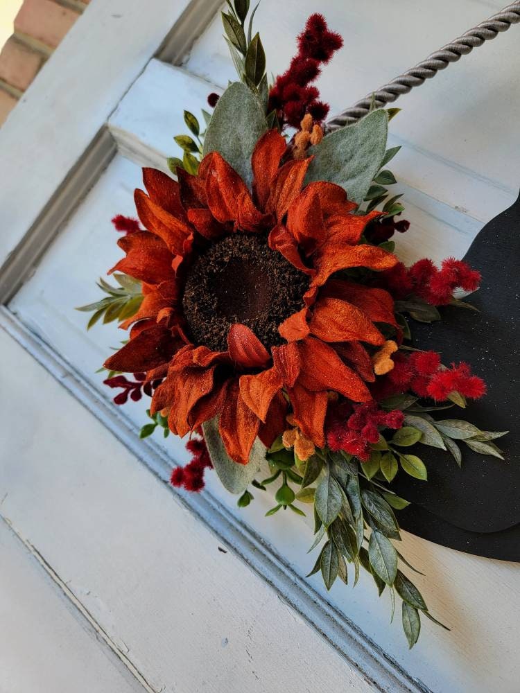 Burnt Orange Sunflower Fall Cat Crystal Waning Crescent Moon