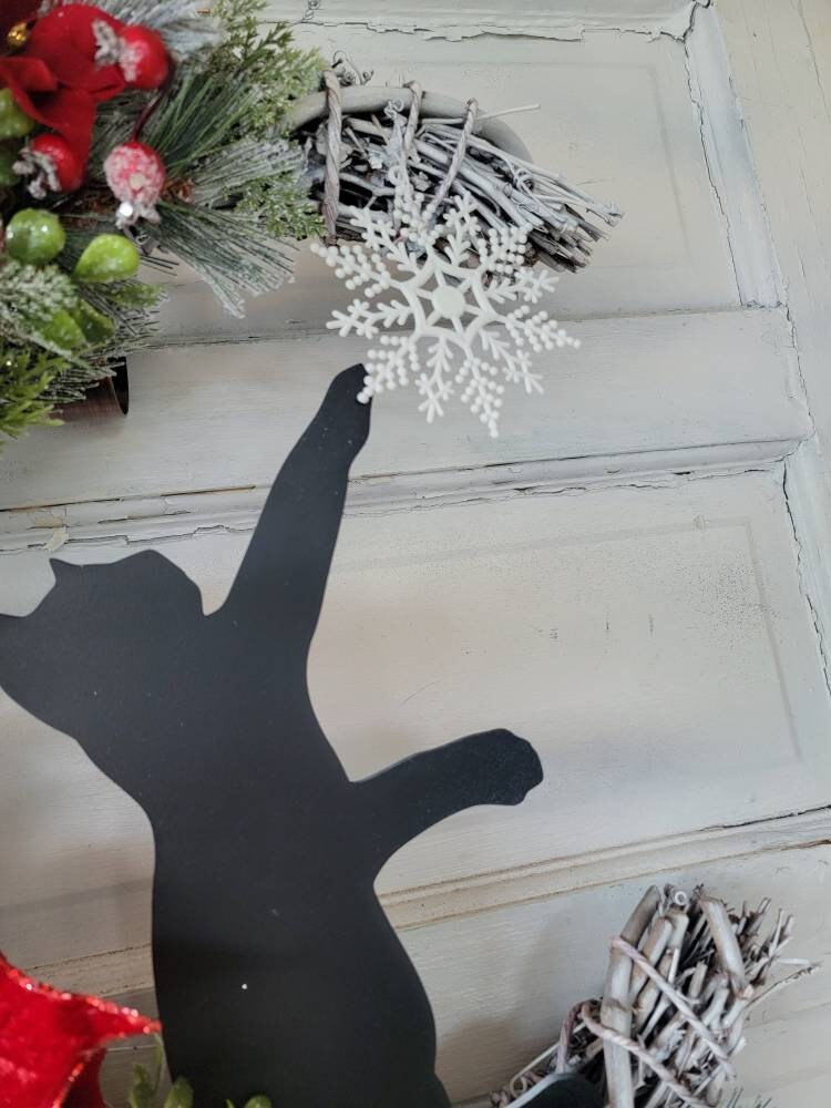 Winter Crescent Moon Black Cat Wreath