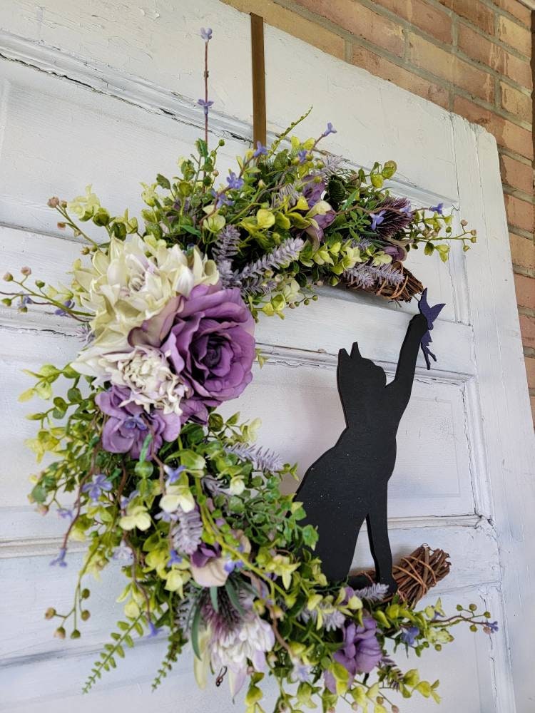 Black Cat & Fairy Crescent Moon Wreath