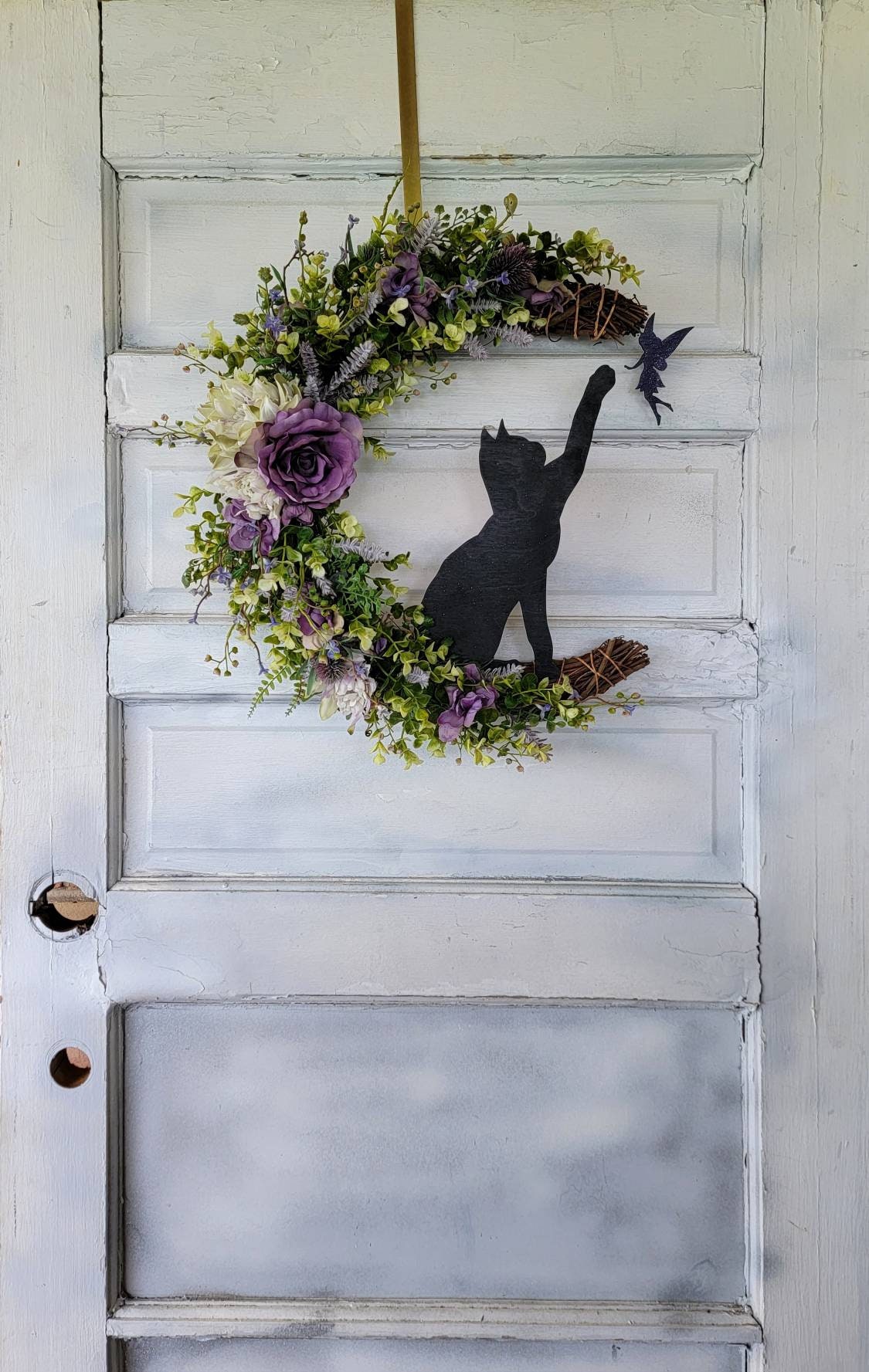 Black Cat & Fairy Crescent Moon Wreath