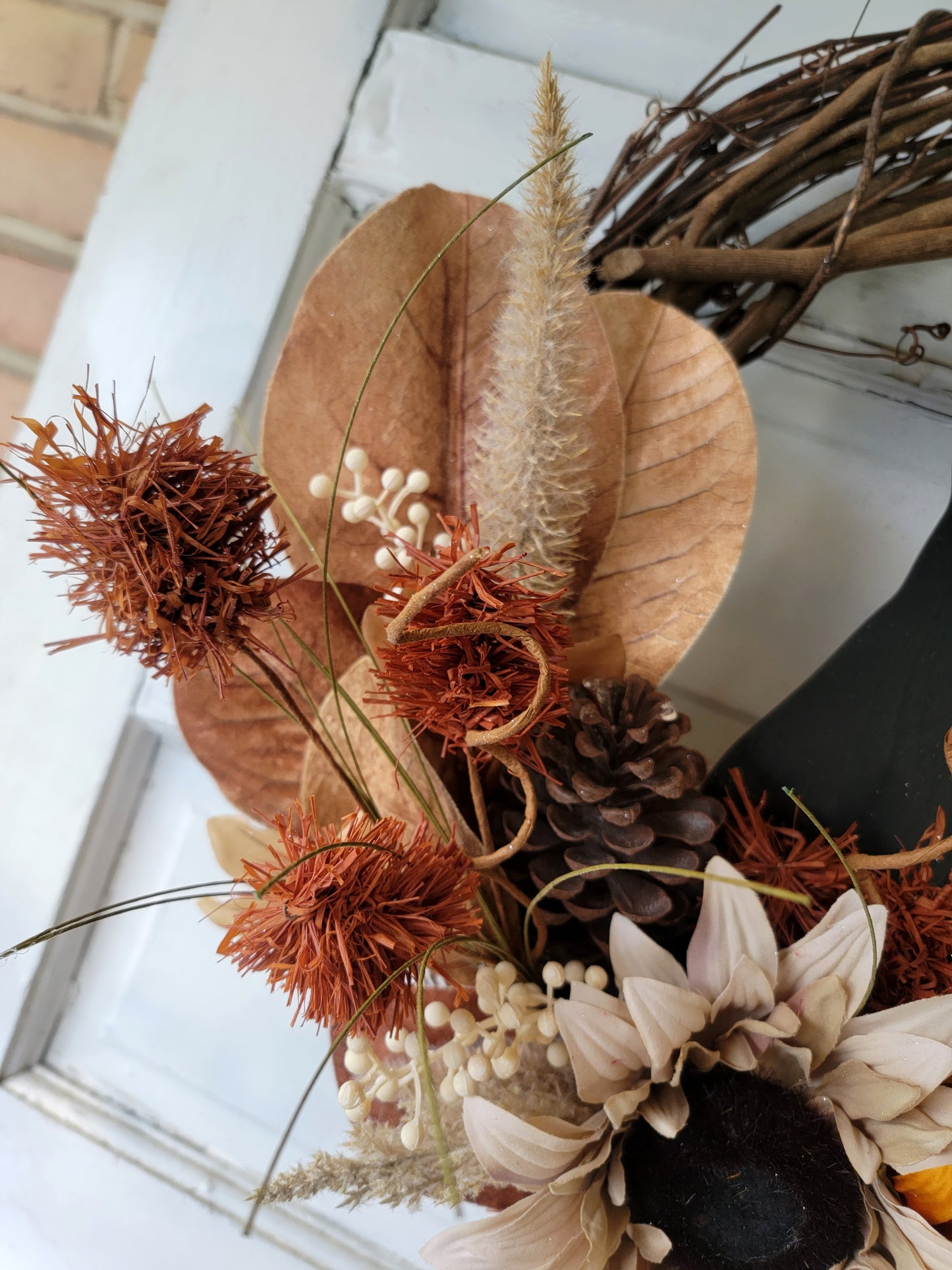 Fall Sunflower Grapevine Cat Wreath