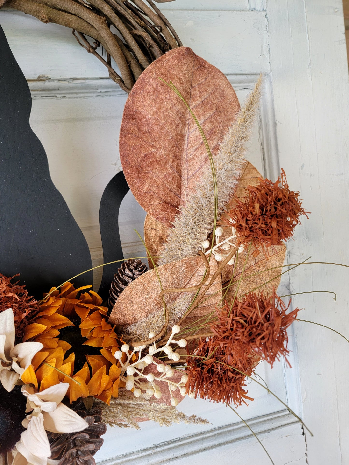 Fall Sunflower Grapevine Cat Wreath