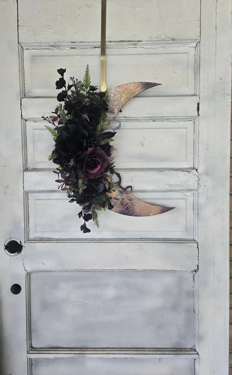 Iridescent Purple Crescent Moon Wreath