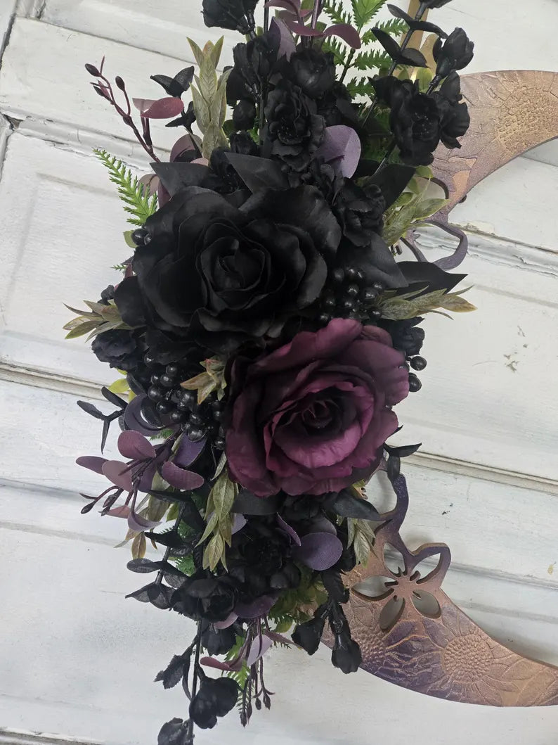 Iridescent Purple Crescent Moon Wreath