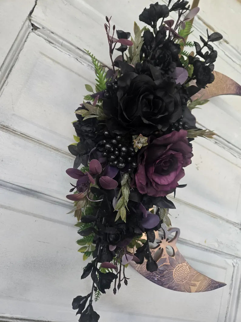 Iridescent Purple Crescent Moon Wreath