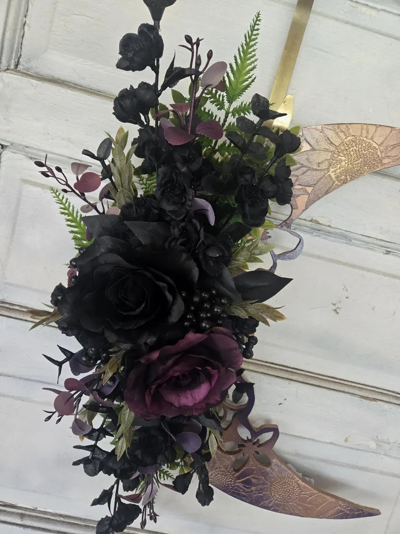 Iridescent Purple Crescent Moon Wreath