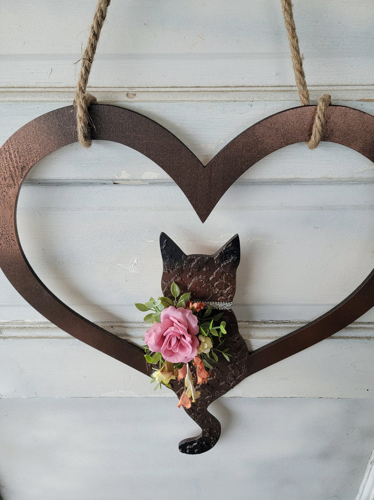 Valentine's Day Heart Cat Wreath