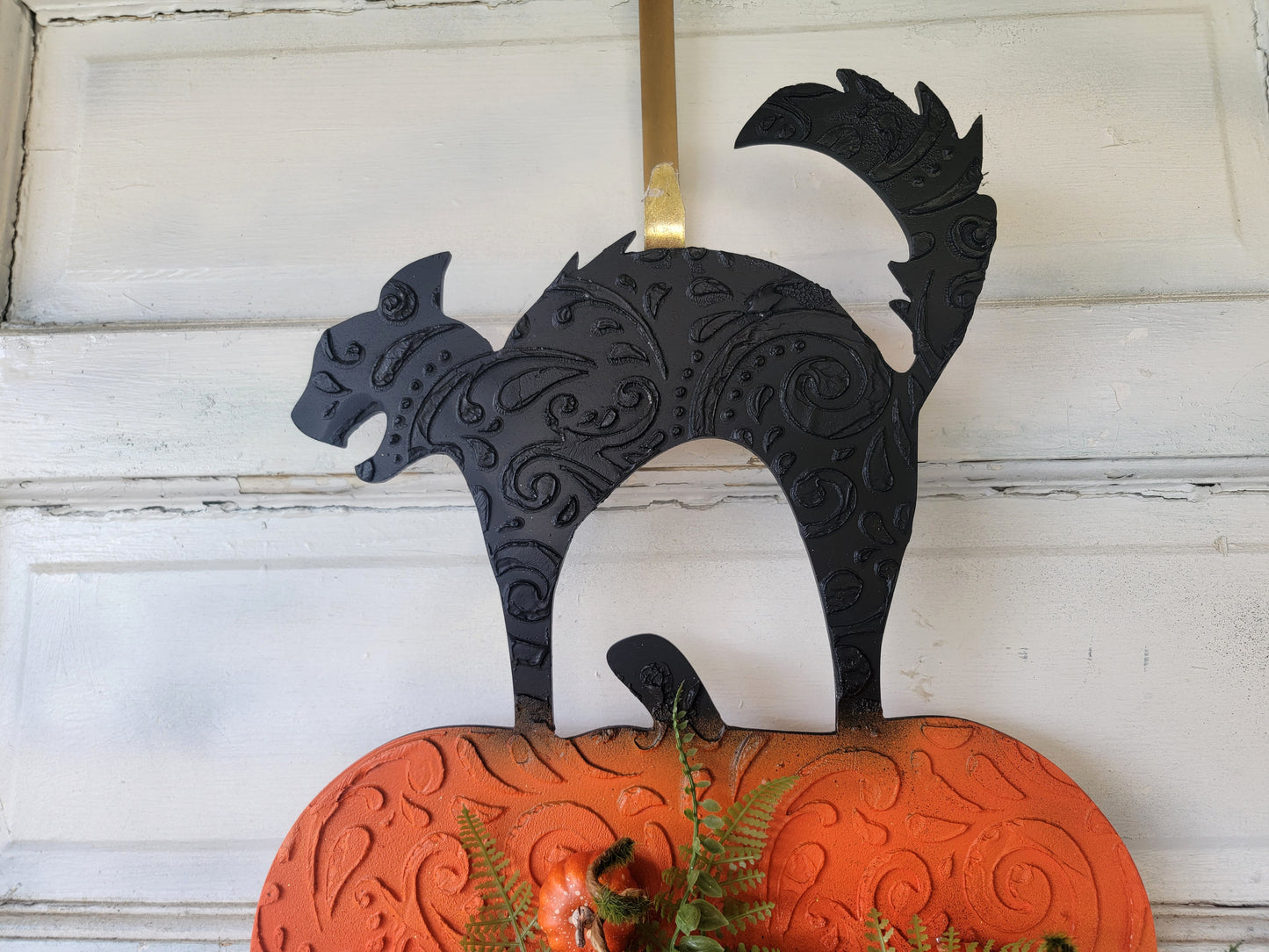 Pumpkin Patch Halloween Cat Wreath