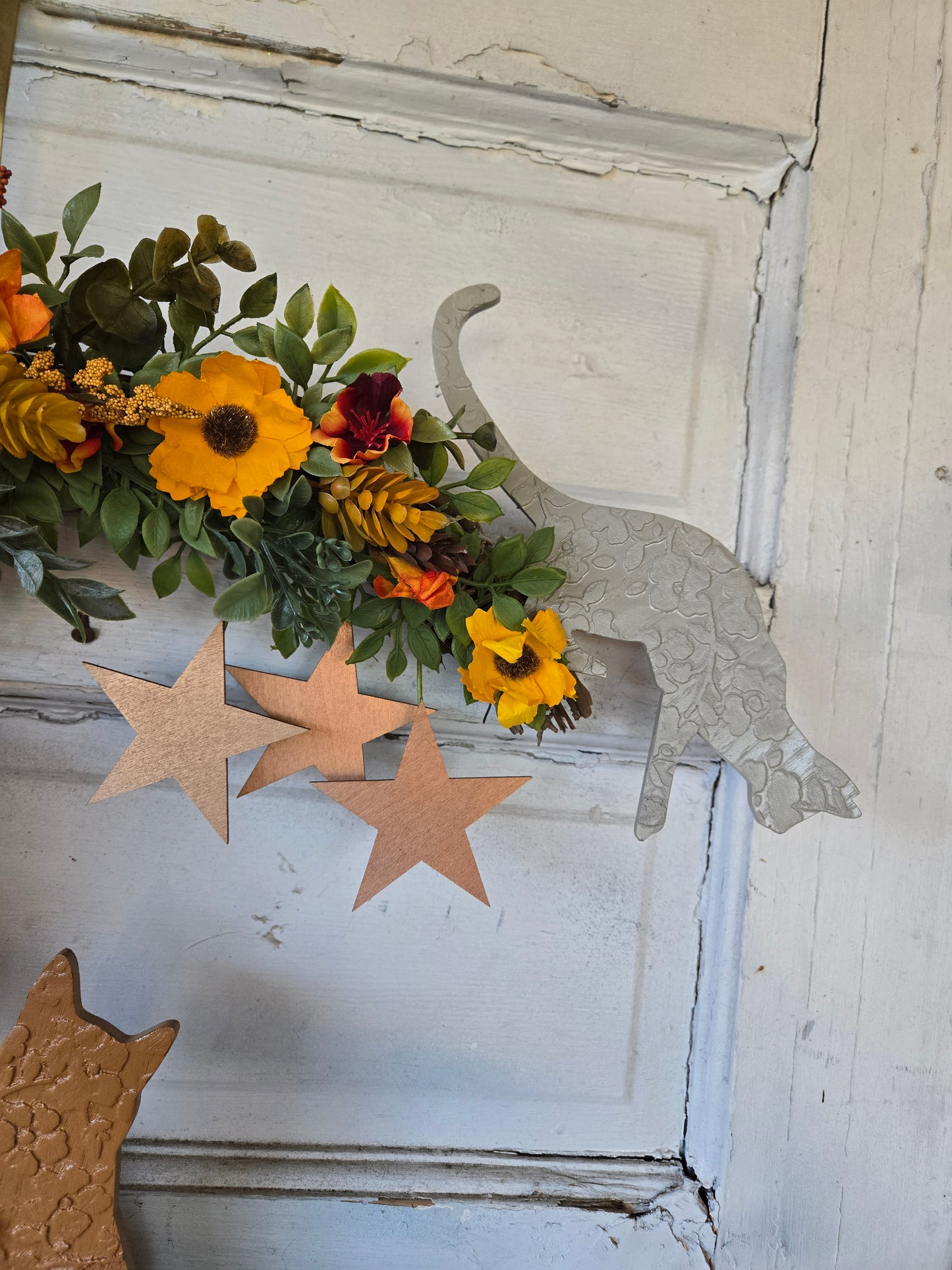 Lighted Autumn Cat Moon Wreath