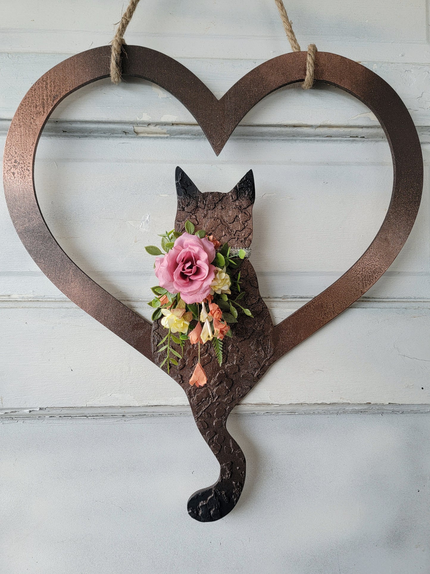 Valentine's Day Heart Cat Wreath