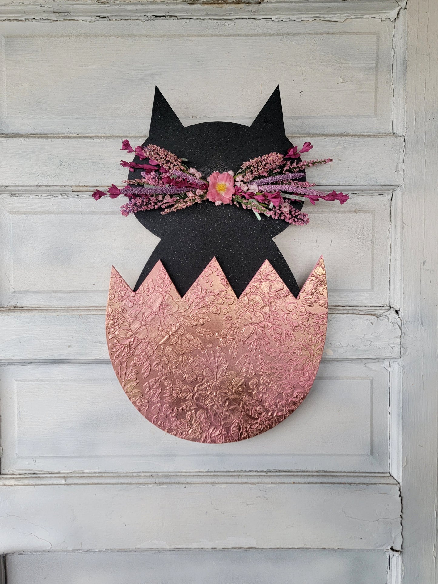 Whimsical Spring Cat Easter Egg Wreath