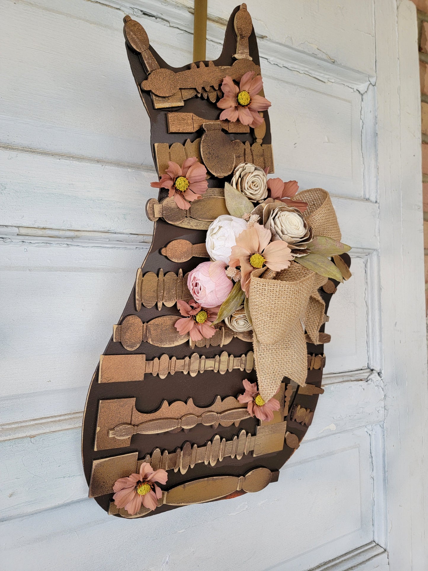 Rustic Spring Spindle Cat Wreath