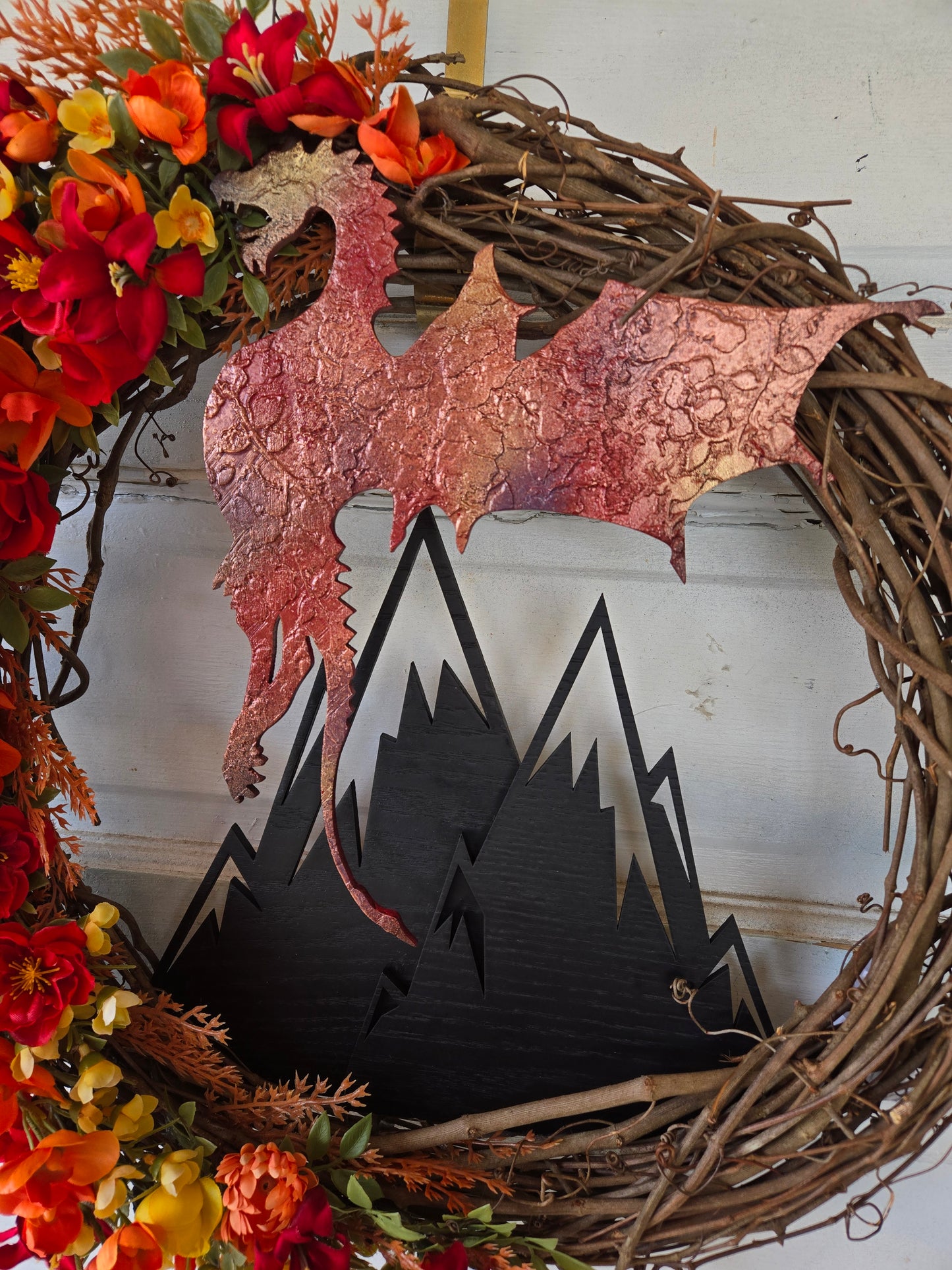 Fire Breathing Dragon Front Door Wreath