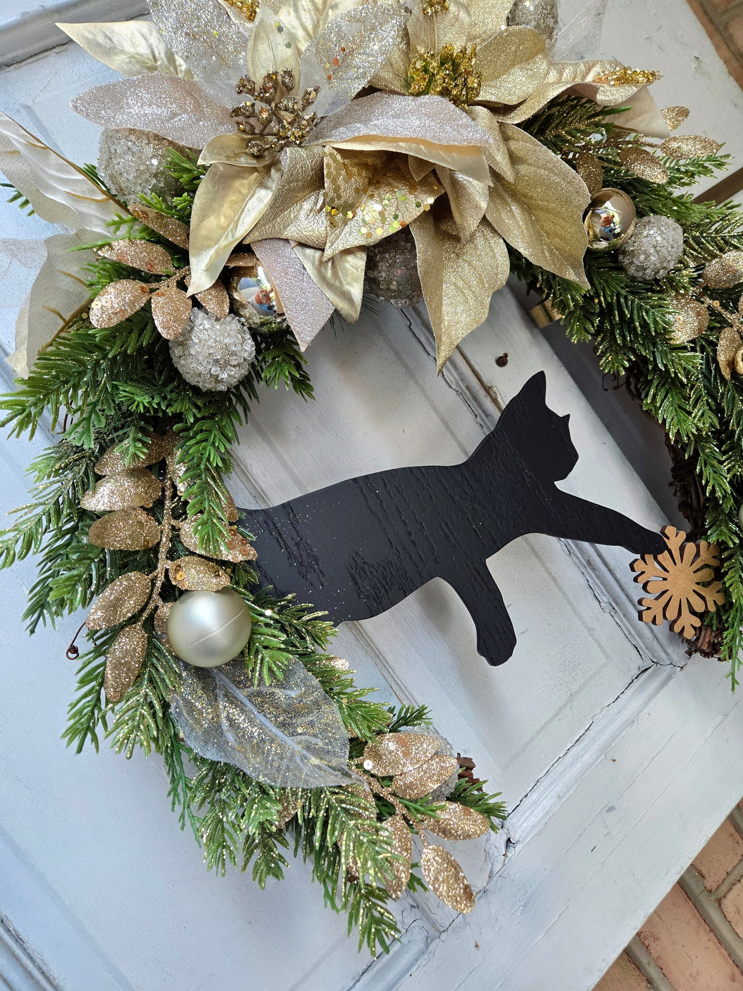 Gold & White Crescent Moon Winter Wreath