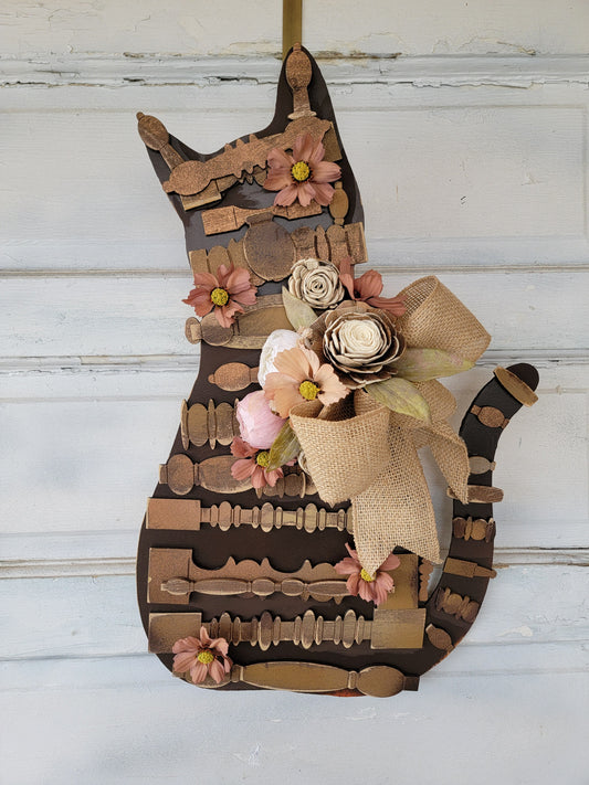 Rustic Spring Spindle Cat Wreath