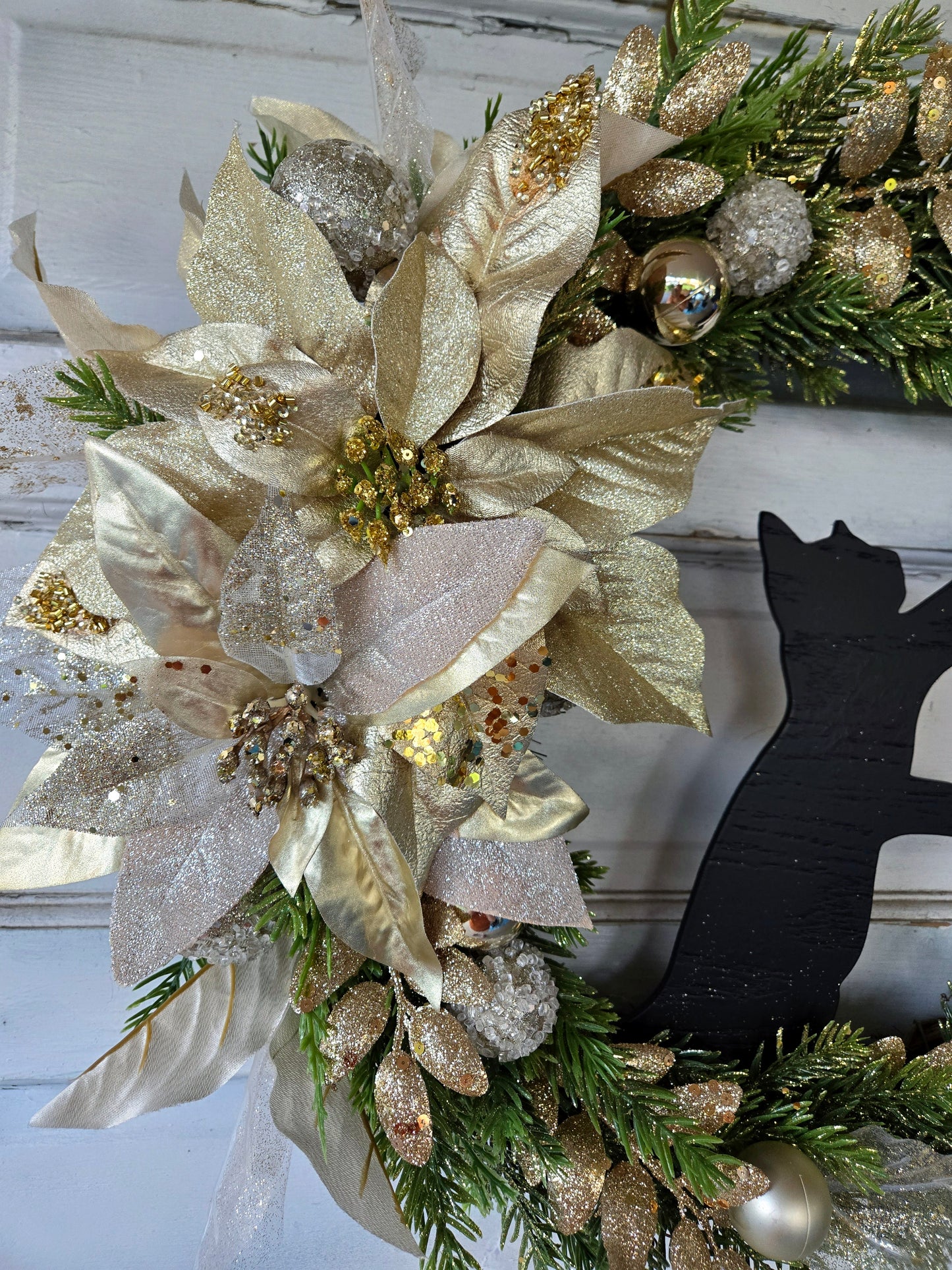 Gold & White Crescent Moon Winter Wreath