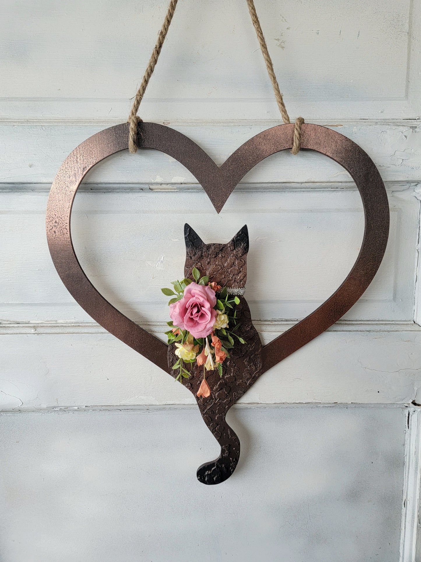 Valentine's Day Heart Cat Wreath