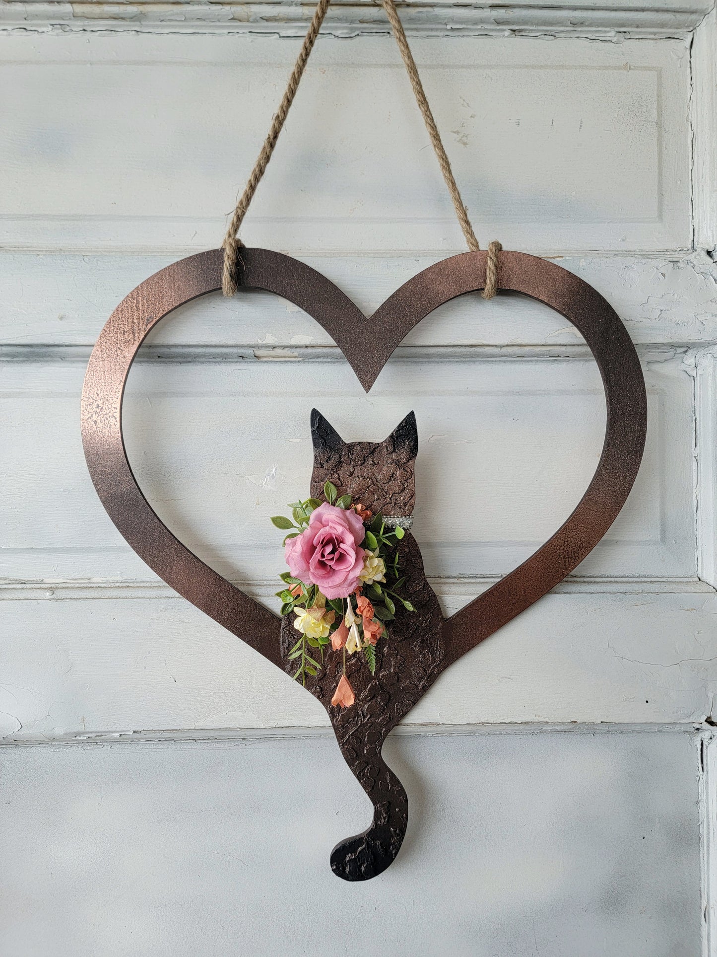 Valentine's Day Heart Cat Wreath