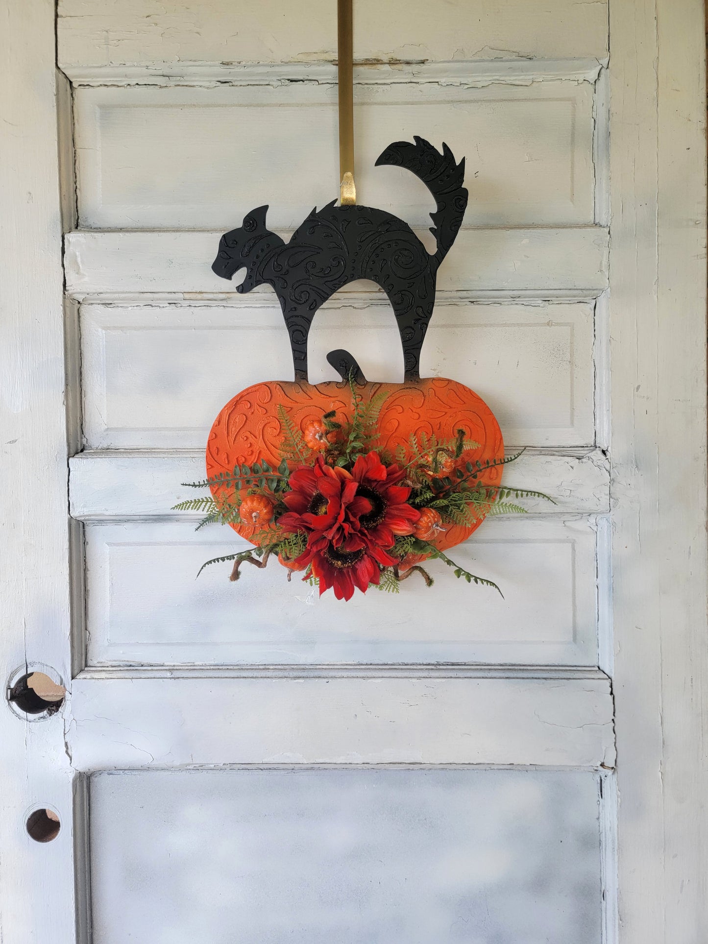 Pumpkin Patch Halloween Cat Wreath