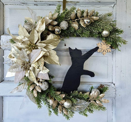 Gold & White Crescent Moon Winter Wreath