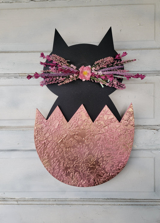 Whimsical Spring Cat Easter Egg Wreath