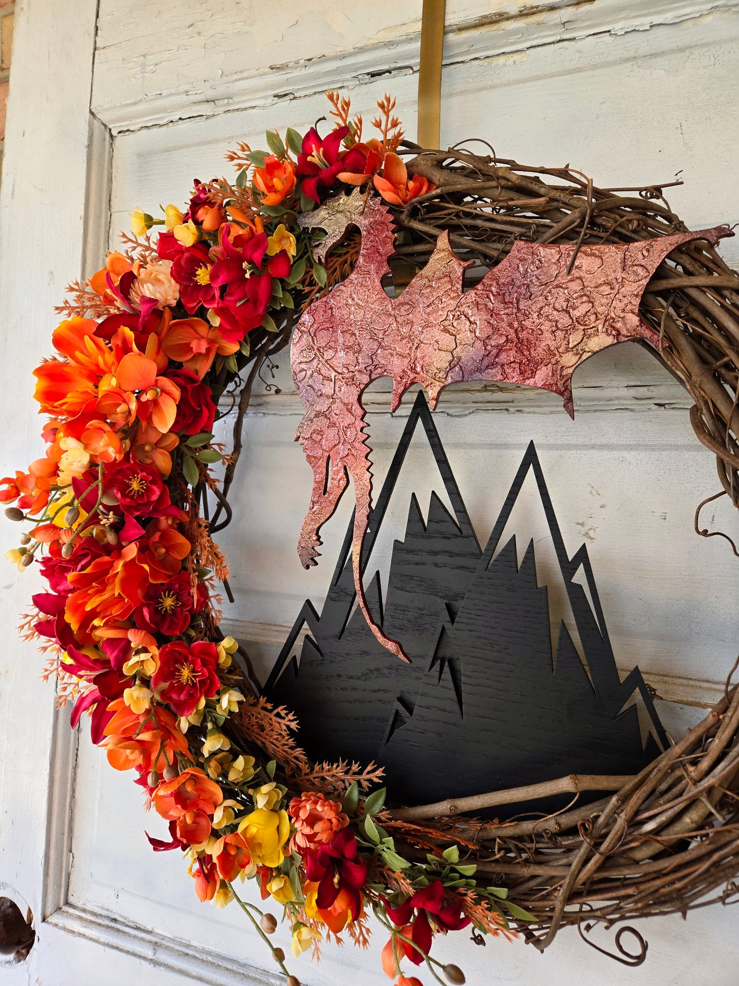 Fire Breathing Dragon Front Door Wreath