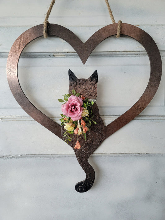 Valentine's Day Heart Cat Wreath