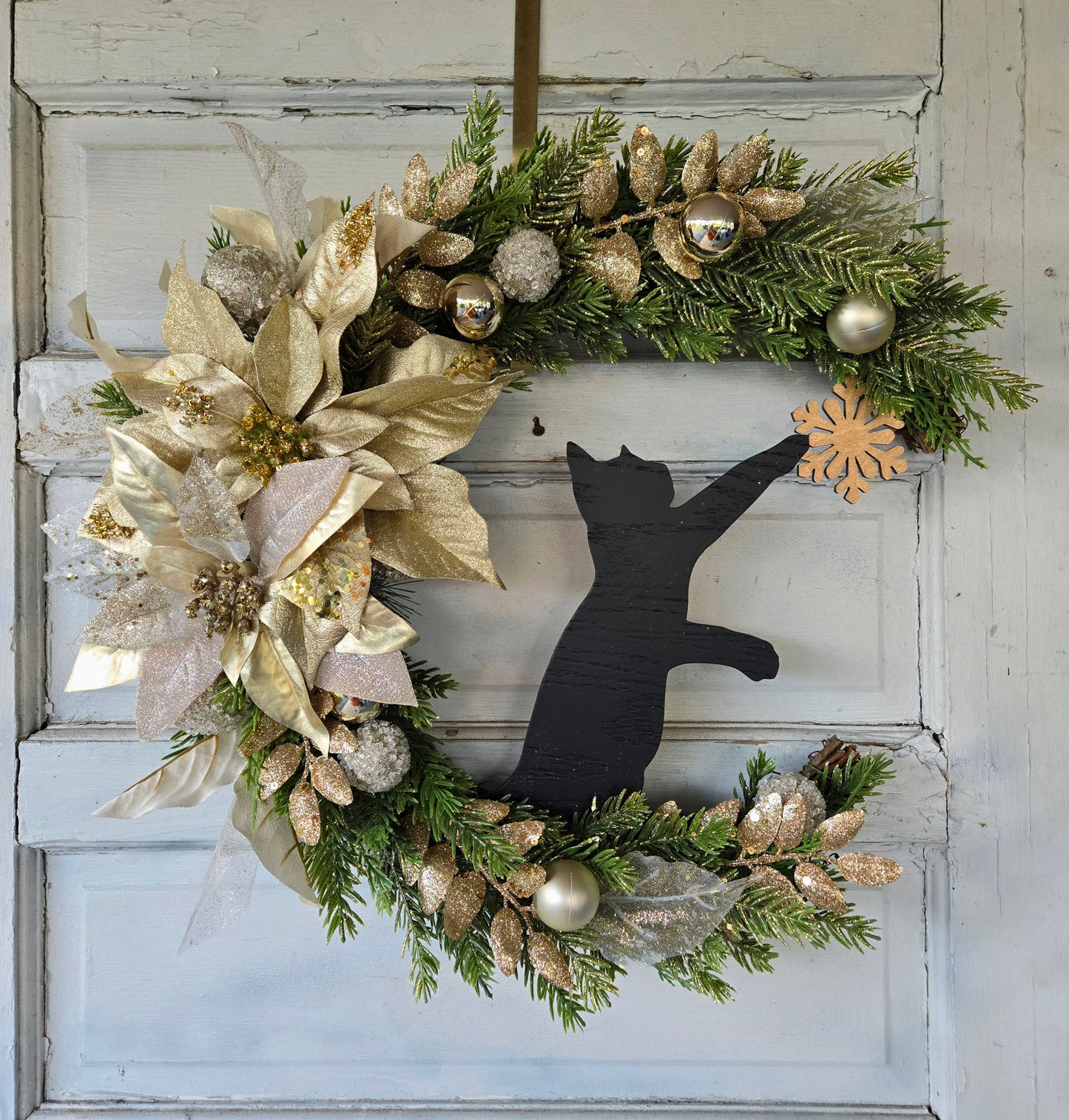 Gold & White Crescent Moon Winter Wreath