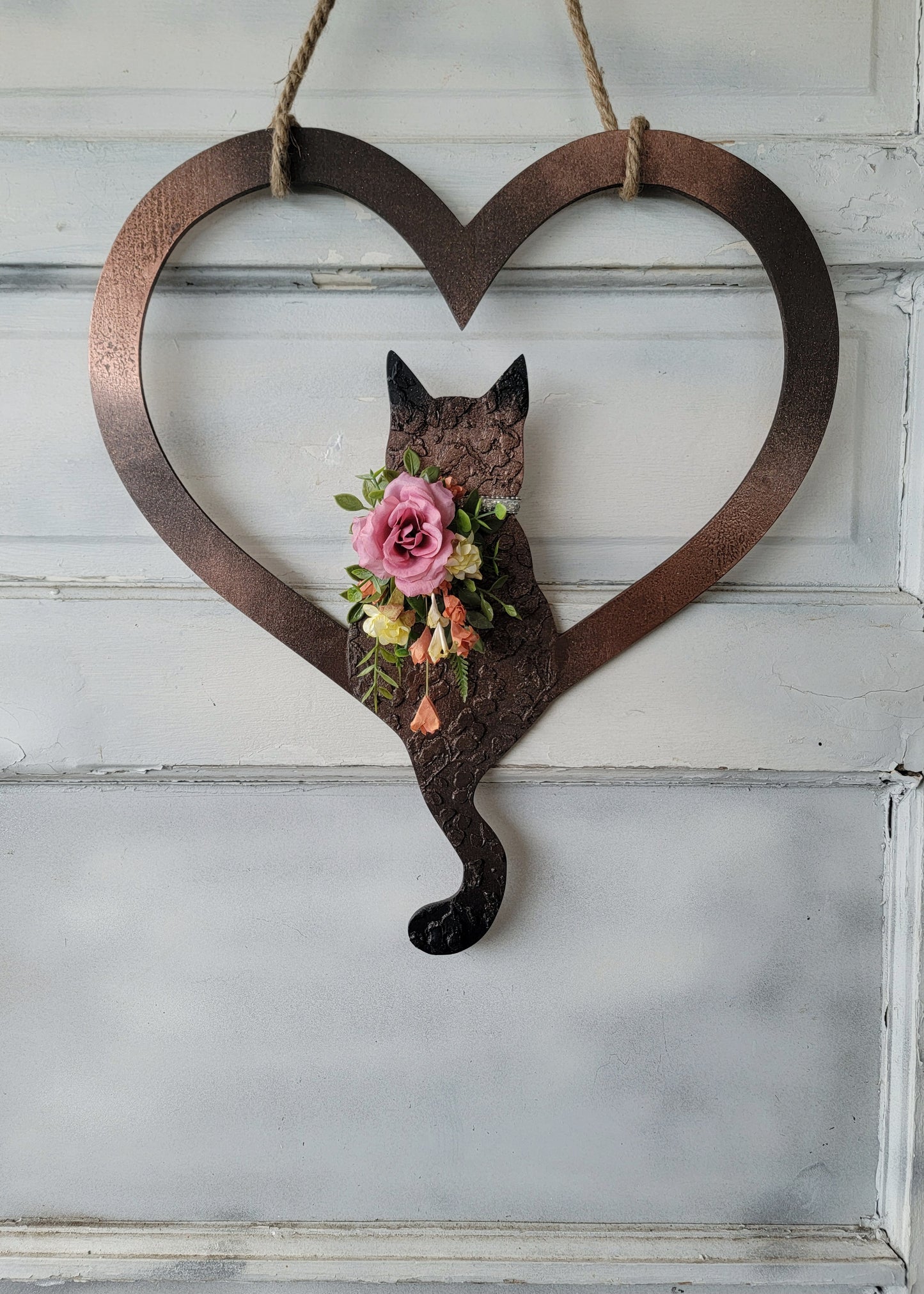 Valentine's Day Heart Cat Wreath