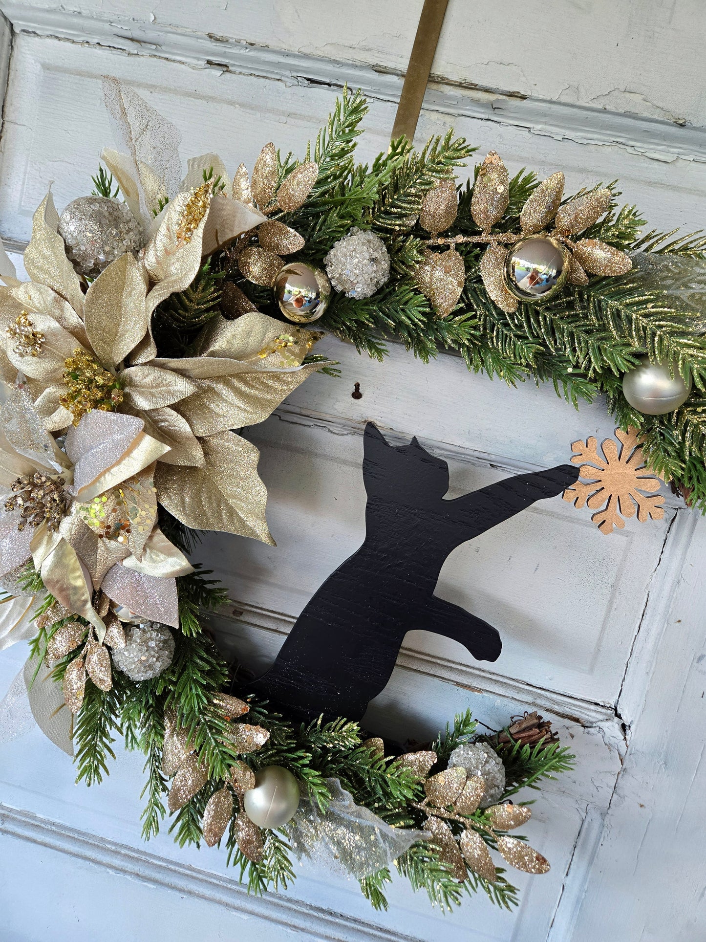 Gold & White Crescent Moon Winter Wreath